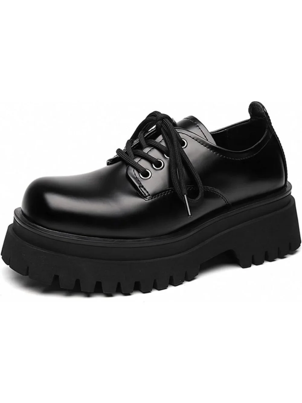 Stylish Men's Leather Oxfords - Chunky Heel, Lace-Up, Non-Slip, Comfortable